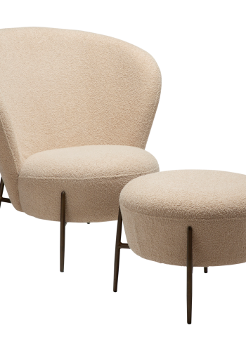 DANFORM Orbit loungestol - matteret mandel RPES boucléstof m. glimmer og antik messing stl
