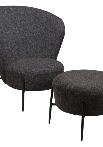 DAN-FORM ORBIT Lounge Chair Raven sort bouclé stof m. sorte metal ben