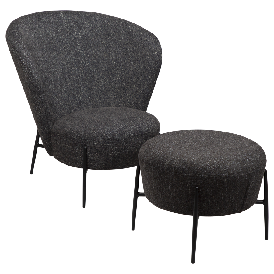 DAN-FORM ORBIT Lounge Chair Raven sort bouclé stof m. sorte metal ben