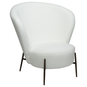 DAN-FORM ORBIT Lounge Chair Snow RPES bouclé m. antikke messing ben