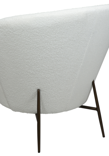 DAN-FORM ORBIT Lounge Chair Snow RPES bouclé m. antikke messing ben