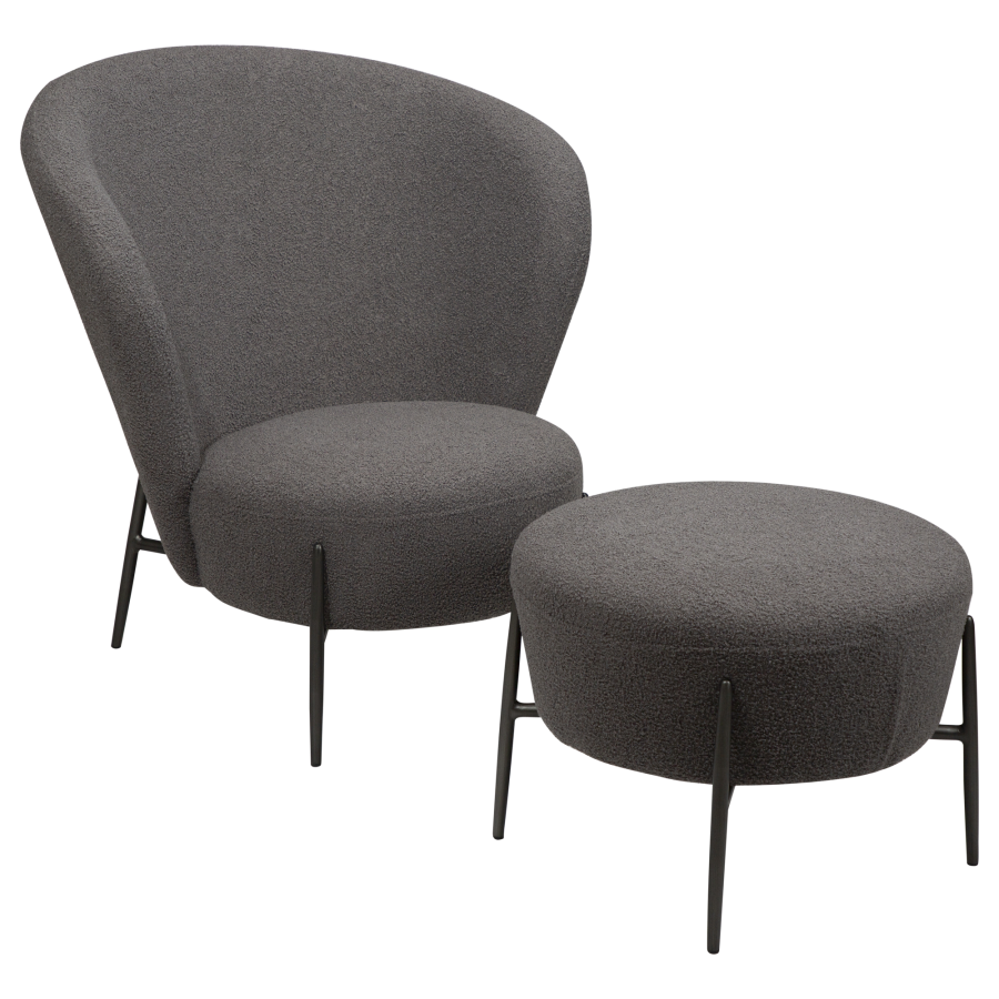 DAN-FORM ORBIT Lounge Chair Stone RPES bouclé m. antikke tin ben