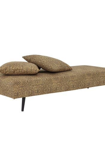 BLOOMINGVILLE Gulli daybed, m. 2 puder - gul bomuld og mrkebrun tr (200x80)