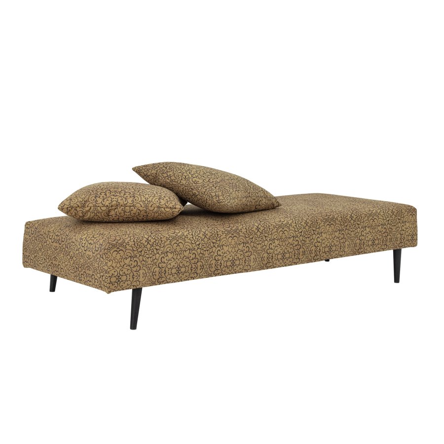 BLOOMINGVILLE Gulli daybed, m. 2 puder - gul bomuld og mrkebrun tr (200x80)