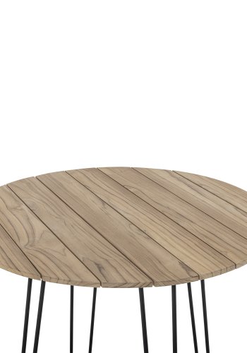 BLOOMINGVILLE Molito havebord, rund - natur teaktr og sort metal (90)