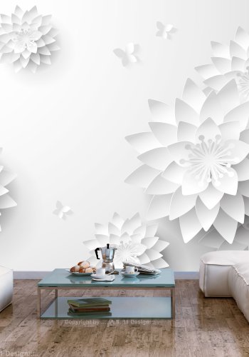 ARTGEIST Fototapet - Oriental Flowers, hvide sanemoner (flere strrelser)