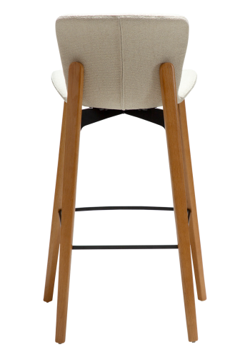 DANFORM Paragon barstol, m. rygln og fodsttte - benhvid boucléstof og brun asketr