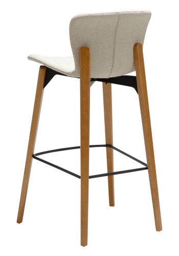 DANFORM Paragon barstol, m. rygln og fodsttte - benhvid boucléstof og brun asketr