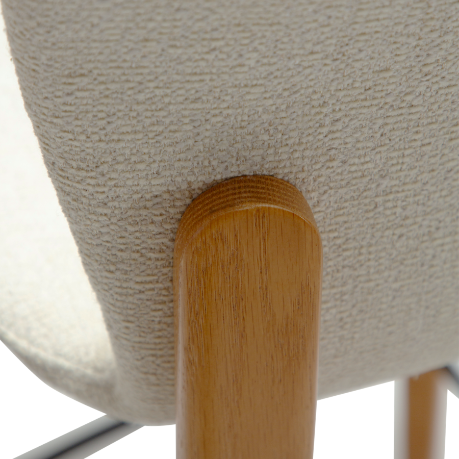 DANFORM Paragon barstol, m. rygln og fodsttte - benhvid boucléstof og brun asketr