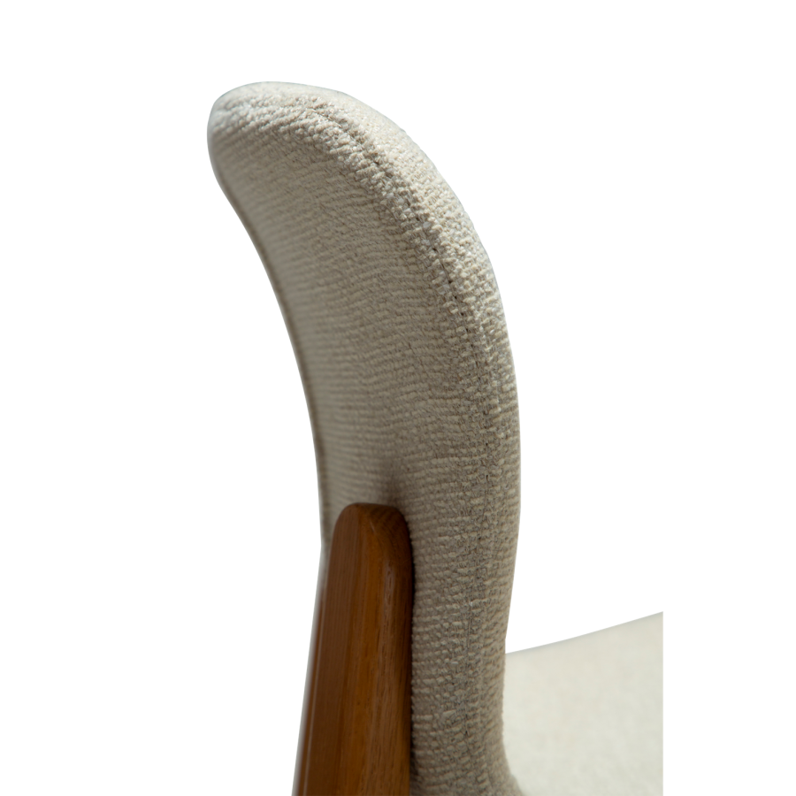 DANFORM Paragon barstol, m. rygln og fodsttte - benhvid boucléstof og brun asketr