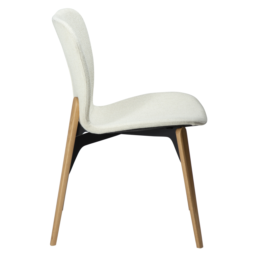 DAN-FORM PARAGON Stol Bone hvid bouclé stof m. egetrsben