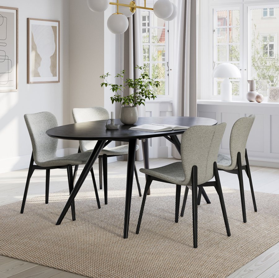 DAN-FORM PARAGON Stol Pebble earth bouclé stof m. ben af sortbejdset ask