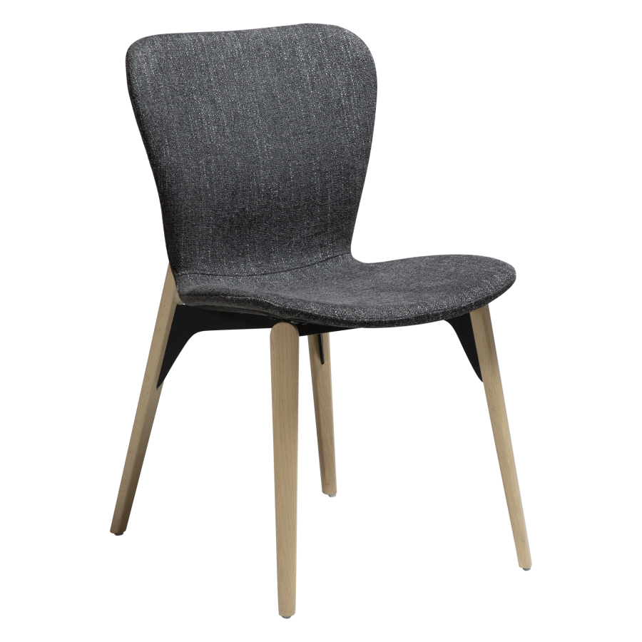 DAN-FORM PARAGON Stol Ravn sort bouclé stof med ben af hvidkalkede eg