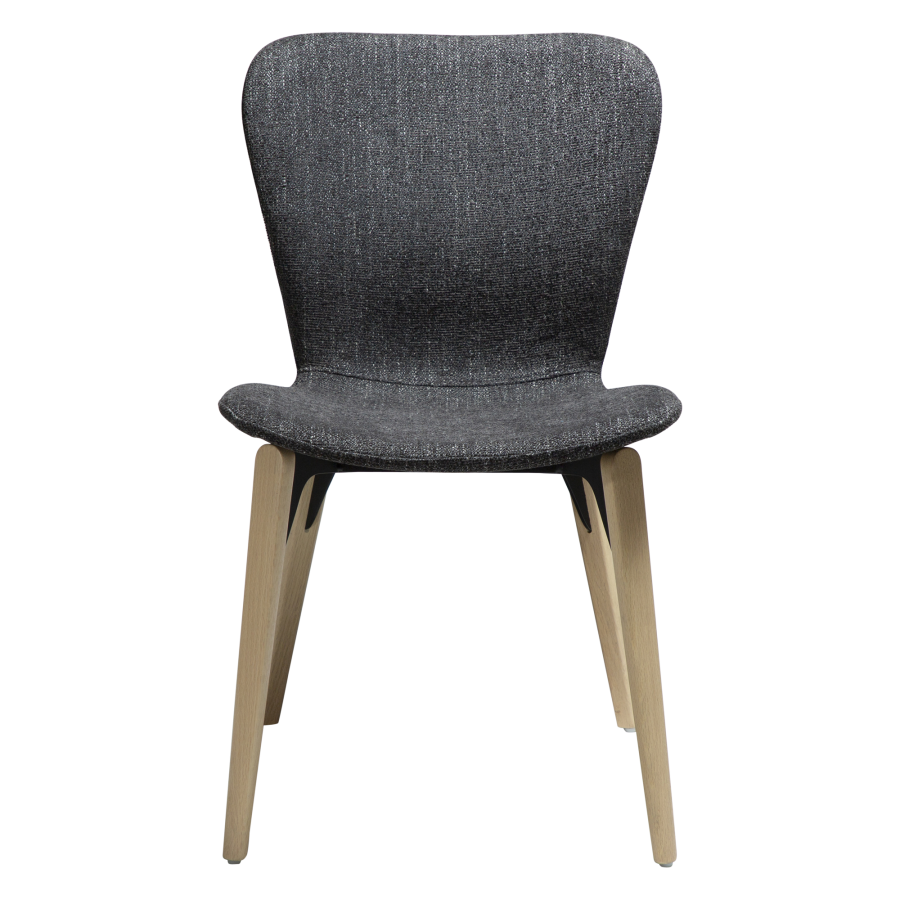 DAN-FORM PARAGON Stol Ravn sort bouclé stof med ben af hvidkalkede eg