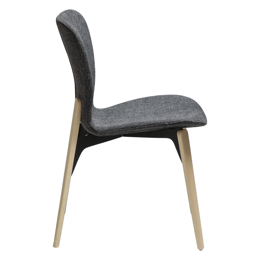 DAN-FORM PARAGON Stol Ravn sort bouclé stof med ben af hvidkalkede eg