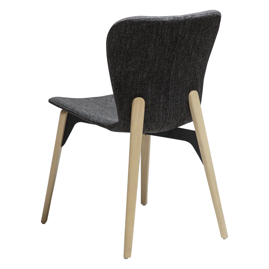 DAN-FORM PARAGON Stol Ravn sort bouclé stof med ben af hvidkalkede eg