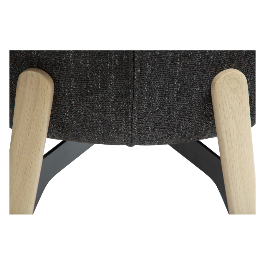 DAN-FORM PARAGON Stol Ravn sort bouclé stof med ben af hvidkalkede eg