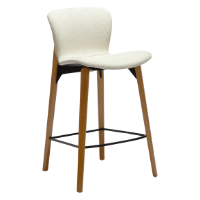 DANFORM Paragon counterstol, m. rygln og fodsttte - benhvid boucléstof og brun asketr
