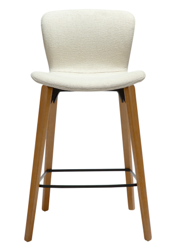 DANFORM Paragon counterstol, m. rygln og fodsttte - benhvid boucléstof og brun asketr