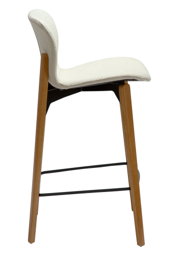 DANFORM Paragon counterstol, m. rygln og fodsttte - benhvid boucléstof og brun asketr
