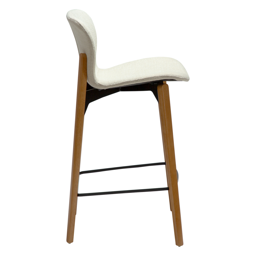 DANFORM Paragon counterstol, m. rygln og fodsttte - benhvid boucléstof og brun asketr
