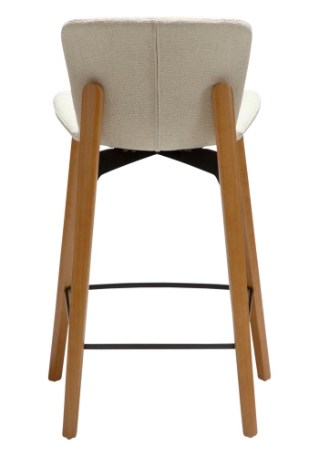 DANFORM Paragon counterstol, m. rygln og fodsttte - benhvid boucléstof og brun asketr