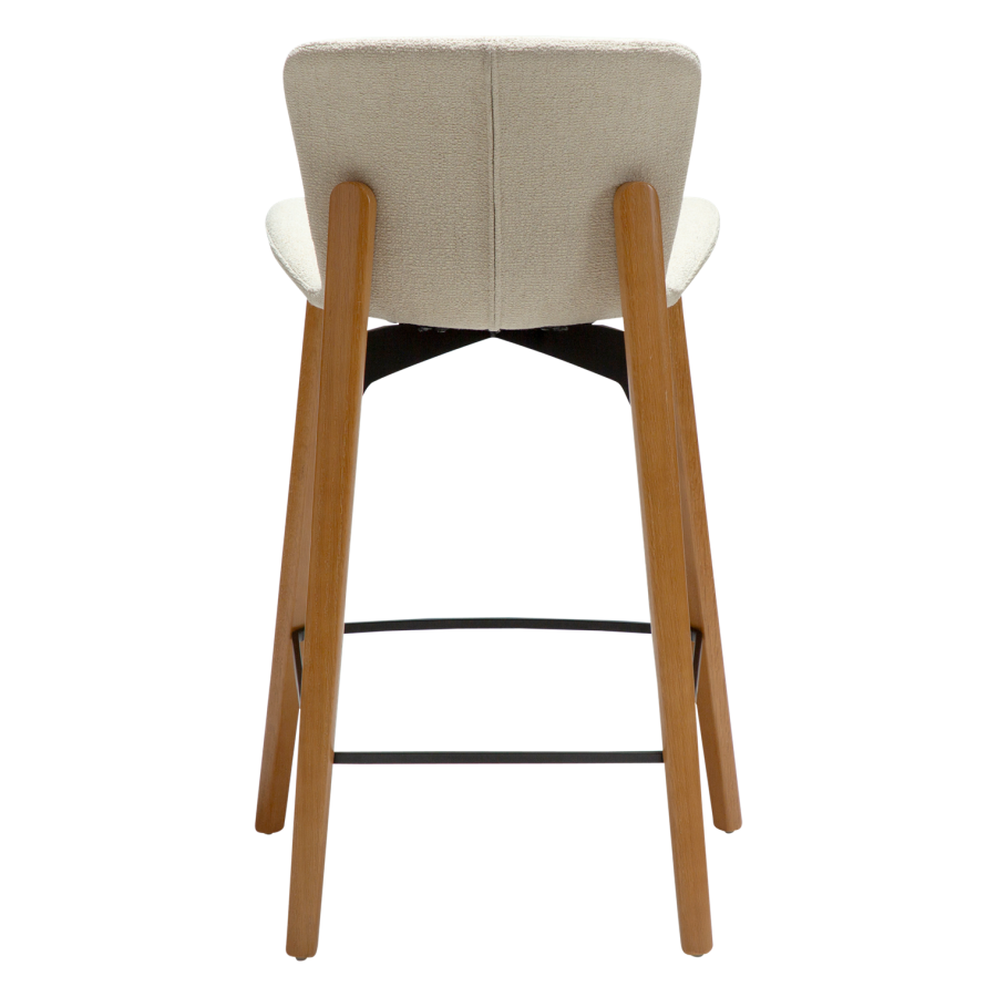 DANFORM Paragon counterstol, m. rygln og fodsttte - benhvid boucléstof og brun asketr