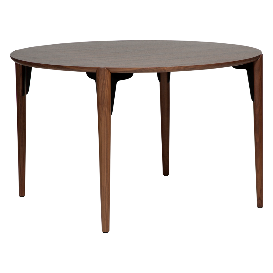 DANFORM Paragon spisebord, rund - brun valndfinér og brun valnd (122)