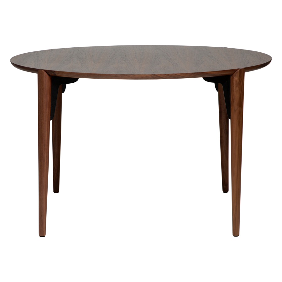 DANFORM Paragon spisebord, rund - brun valndfinér og brun valnd (122)