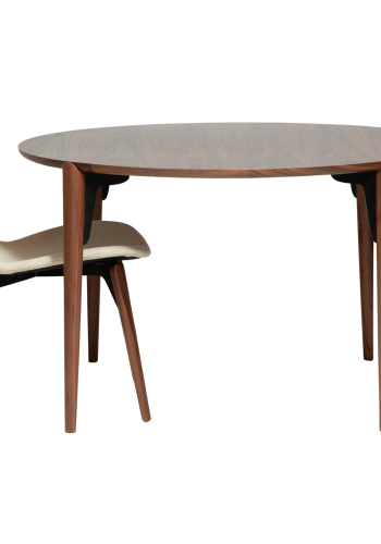 DANFORM Paragon spisebord, rund - brun valndfinér og brun valnd (122)