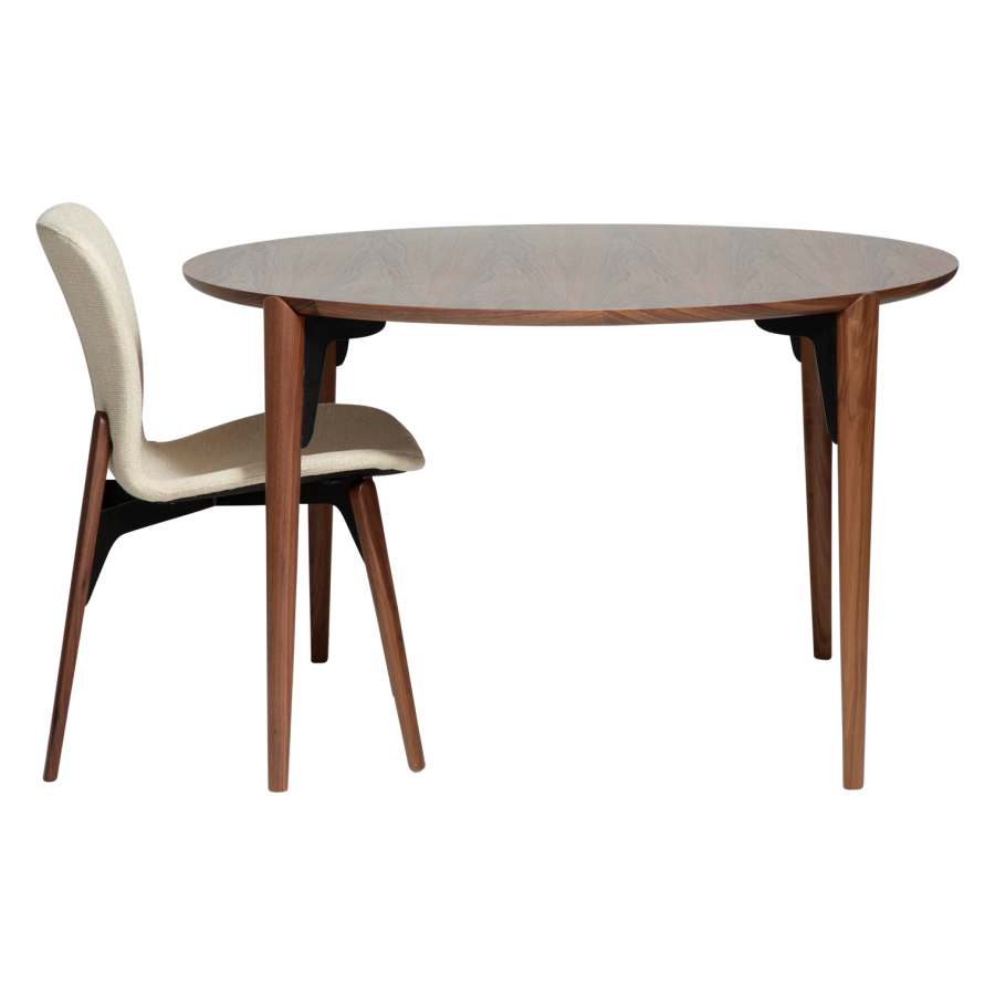 DANFORM Paragon spisebord, rund - brun valndfinér og brun valnd (122)