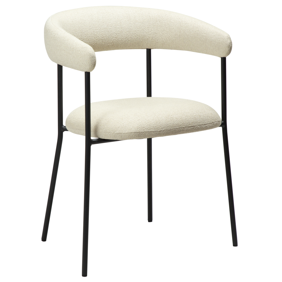 DAN-FORM Plenti lnestol - benhvid bouclé stof og sort stl