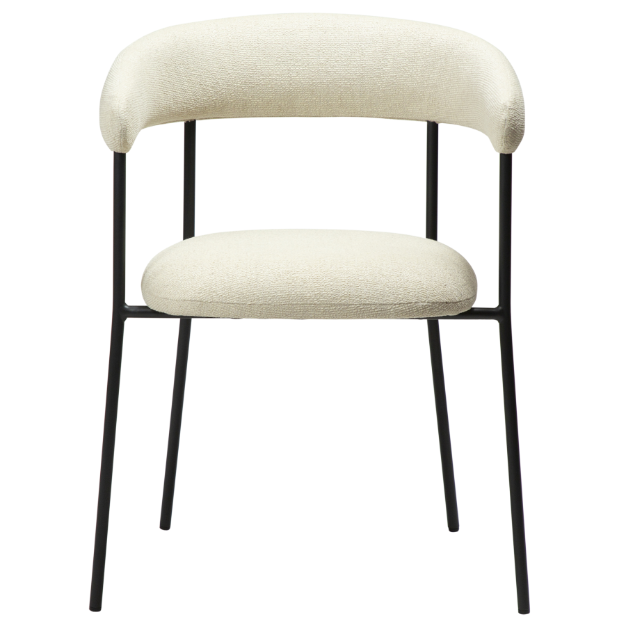 DAN-FORM Plenti lnestol - benhvid bouclé stof og sort stl