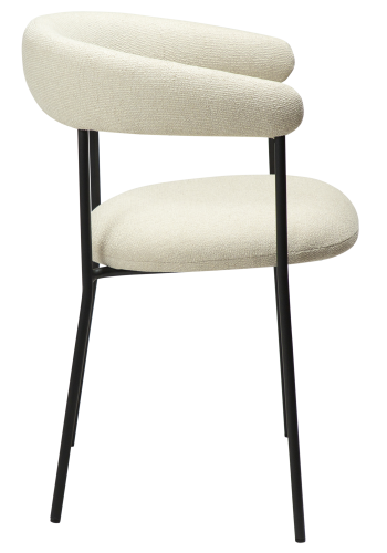 DAN-FORM Plenti lnestol - benhvid bouclé stof og sort stl