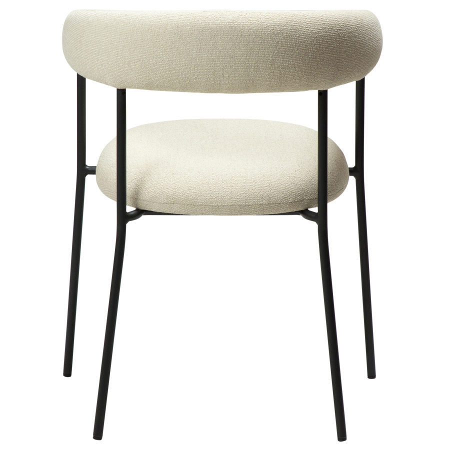 DAN-FORM Plenti lnestol - benhvid bouclé stof og sort stl