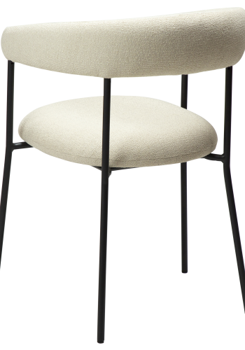 DAN-FORM Plenti lnestol - benhvid bouclé stof og sort stl