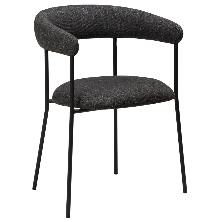 DAN-FORM Plenti lnestol - sort bouclé stof og sort stl