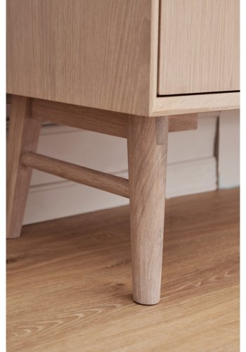 Porto Small sknk, m. 2 lger, 2 hylder, 2 skuffer, 1 rum - hvidolieret egetrsfinér og tr (160x42)