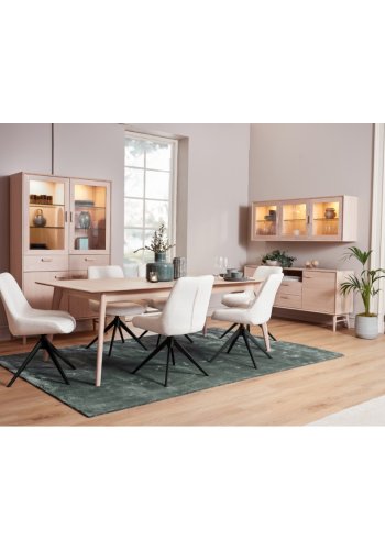 Porto Small sknk, m. 2 lger, 2 hylder, 2 skuffer, 1 rum - hvidolieret egetrsfinér og tr (160x42)