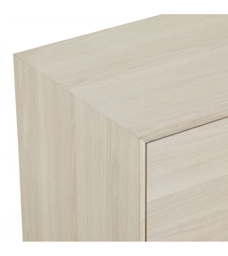 Porto Small sknk, m. 2 lger, 2 hylder, 2 skuffer, 1 rum - hvidolieret egetrsfinér og tr (160x42)