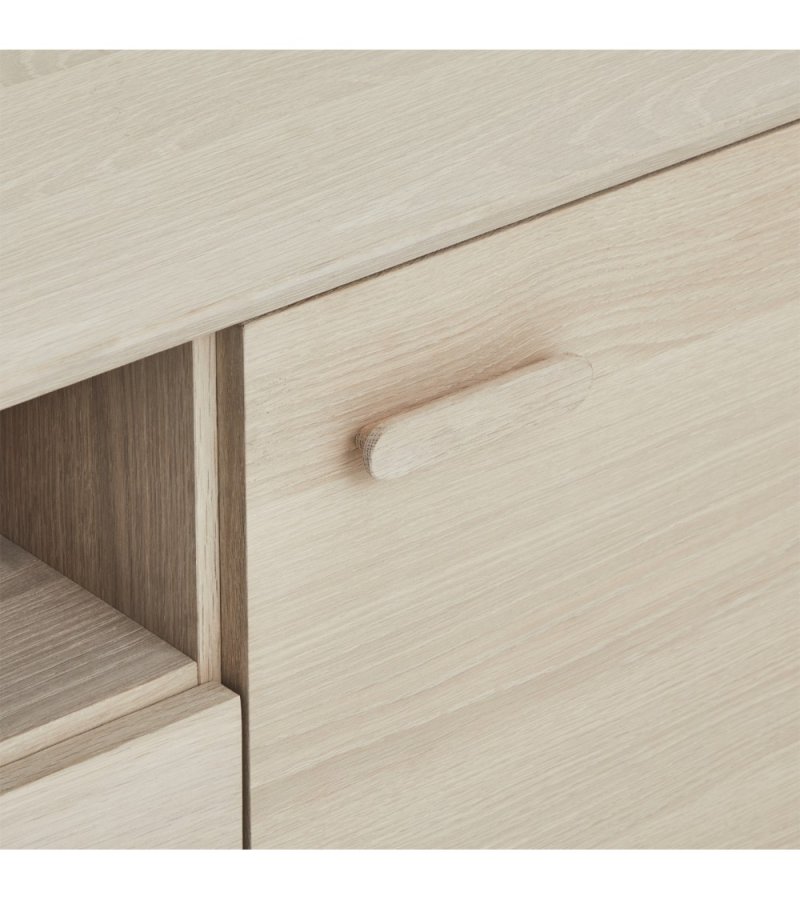 Porto Small sknk, m. 2 lger, 2 hylder, 2 skuffer, 1 rum - hvidolieret egetrsfinér og tr (160x42)