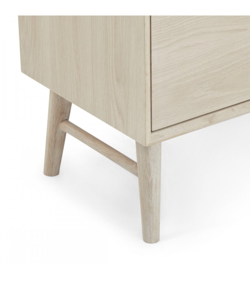 Porto Small sknk, m. 2 lger, 2 hylder, 2 skuffer, 1 rum - hvidolieret egetrsfinér og tr (160x42)