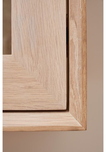 Porto Small vgskab, m. LED lys, 3 glaslger, 3 glashylder - hvidolieret egetrsfinér og egetr