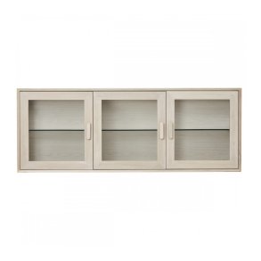 Porto Small vgskab, m. LED lys, 3 glaslger, 3 glashylder - hvidolieret egetrsfinér og egetr