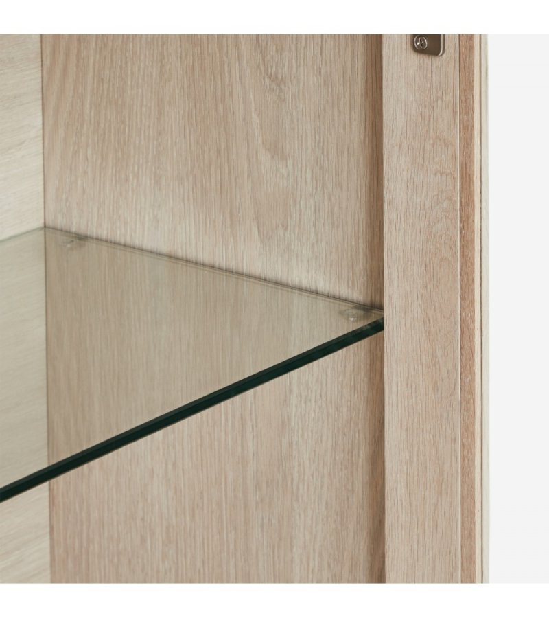 Porto Small vgskab, m. LED lys, 3 glaslger, 3 glashylder - hvidolieret egetrsfinér og egetr