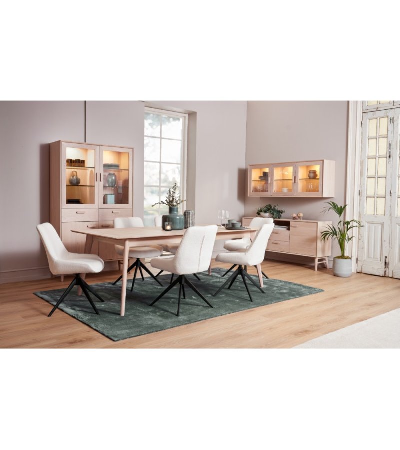 Porto Large sknk, m. 3 lger, 3 hylder, 2 skuffer, 1 rum - hvidolieret egetrsfinér og tr (212x42)