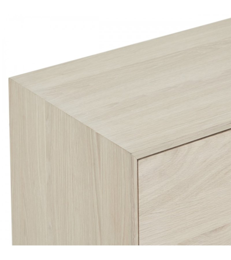 Porto Large sknk, m. 3 lger, 3 hylder, 2 skuffer, 1 rum - hvidolieret egetrsfinér og tr (212x42)