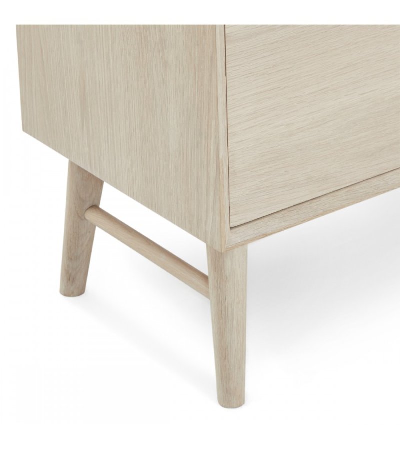 Porto Large sknk, m. 3 lger, 3 hylder, 2 skuffer, 1 rum - hvidolieret egetrsfinér og tr (212x42)