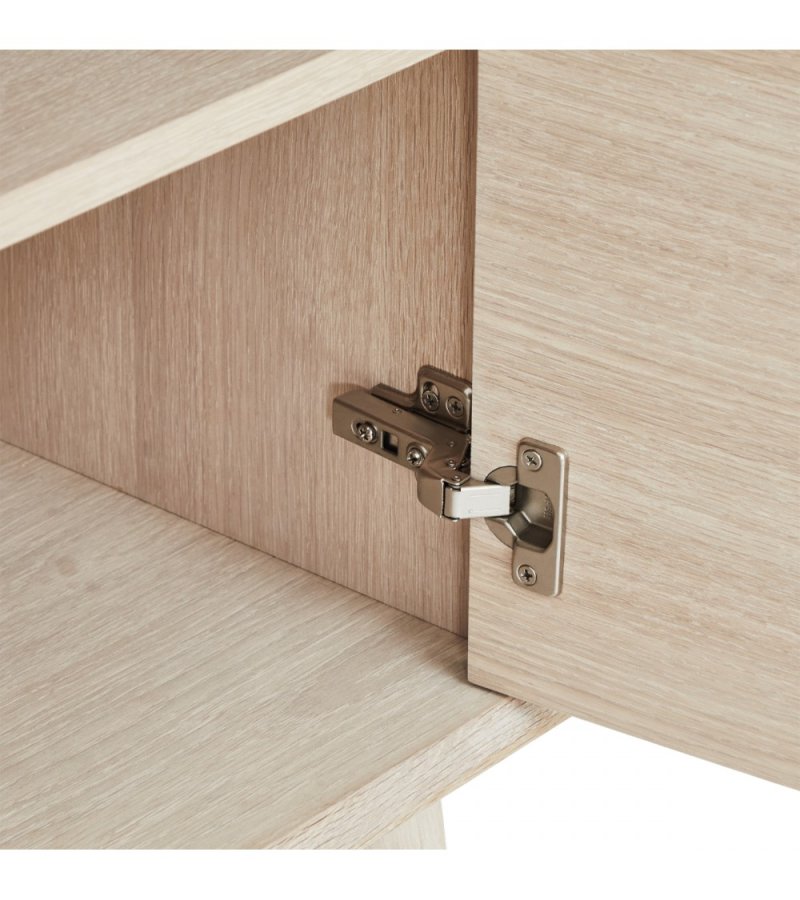 Porto Large sknk, m. 3 lger, 3 hylder, 2 skuffer, 1 rum - hvidolieret egetrsfinér og tr (212x42)