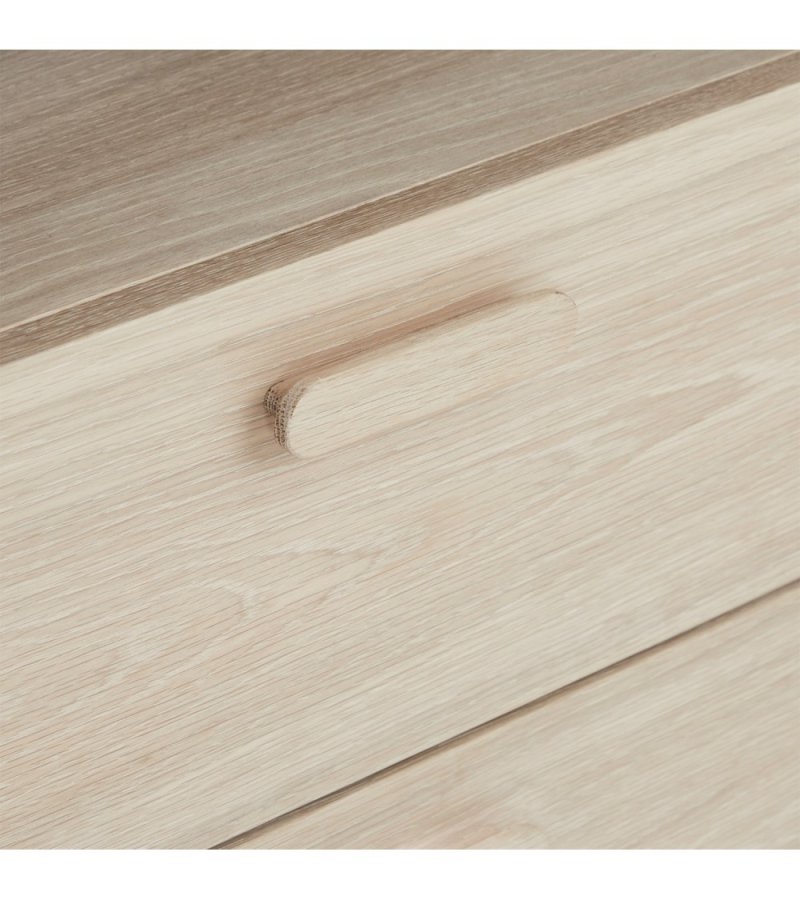 Porto bogreol, m. 3 hylder og 2 skuffer - hvidolieret egetrsfinér og tr